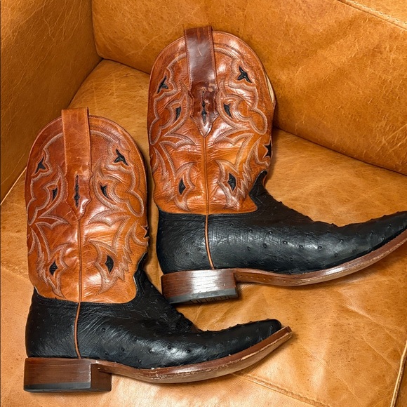 Corral Ostrich Black and Tan Boots 11D - Picture 13 of 14